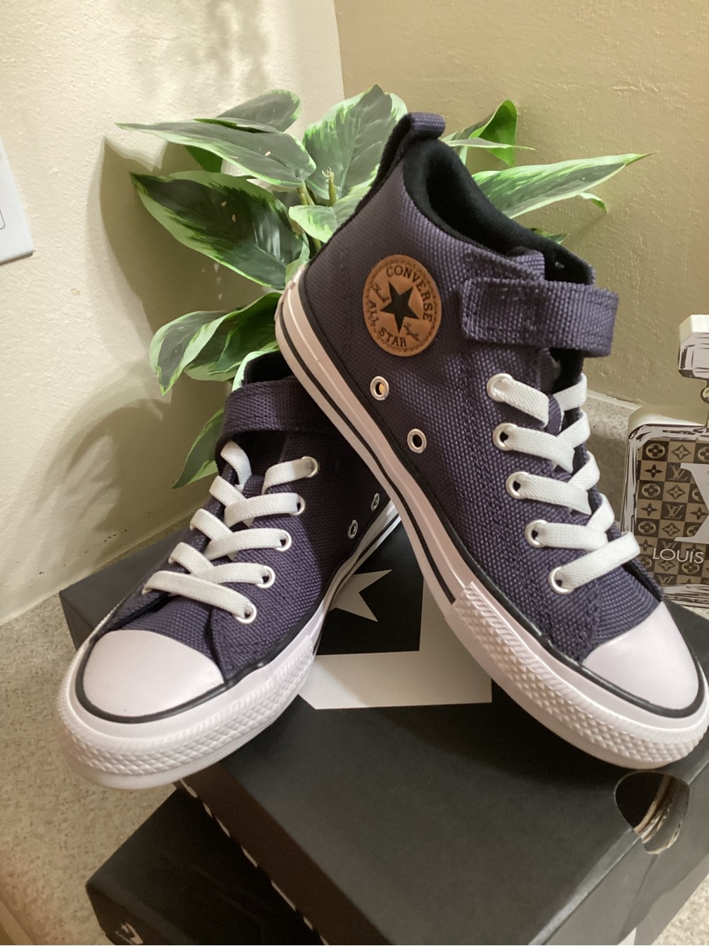 Converse High Top Sneakers in Dark Blue with White Accents